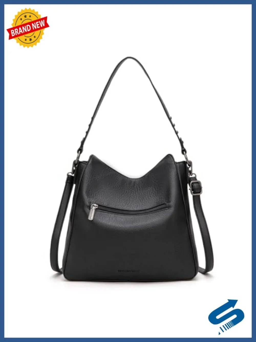 Faux Leather Hobo Bag Women Crossbody Shoulder Purse Zip Top with Pockets